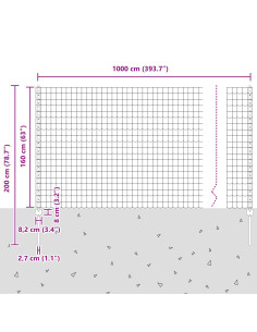 Recinzione con Posto Verde 1,6 x 10 m Acciaio e PVC