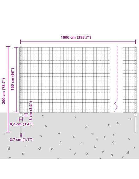 Recinzione con Posto Verde 1,6 x 10 m Acciaio e PVC