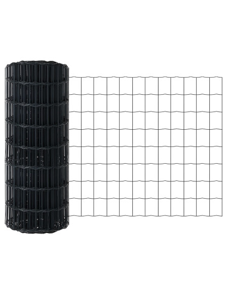 Recinzione con Posto Grigio 0,8 x 25 m Acciaio e PVC