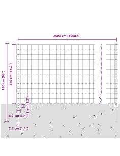 Recinzione con Posto Grigio 1,2 x 25 m Acciaio e PVC