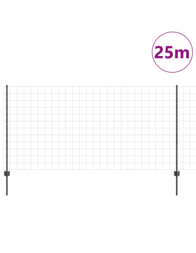 Recinzione con Posto Grigio 1,2 x 25 m Acciaio