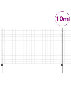 Recinzione con Posto Grigio 1,4 x 10 m Acciaio e PVC