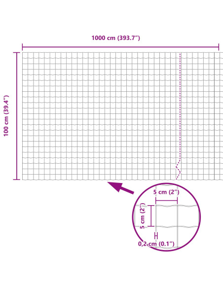 Set di Recinzioni da Giardino  Set di 2 Acciaio Zincato 10 x 1 m