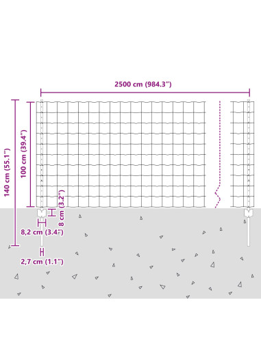 Recinzione con Posto Argento 1 x 25 m Acciaio