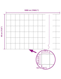 Recinzione con Posto Argento 0,4 x 50 m Acciaio