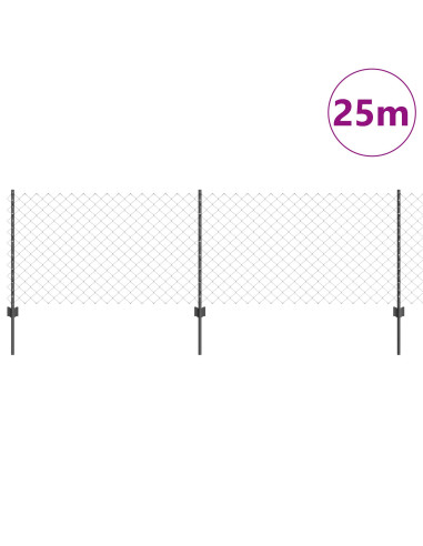 Recinzione con Posto Grigio 0,8 x 25 m Acciaio