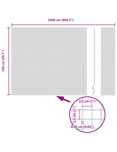 Recinzione con Posto Grigio 1,5 x 25 m Acciaio
