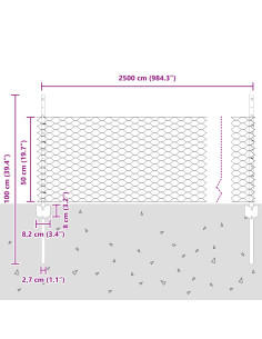 Recinzione con Posto Grigio 0,5 x 25 m Acciaio
