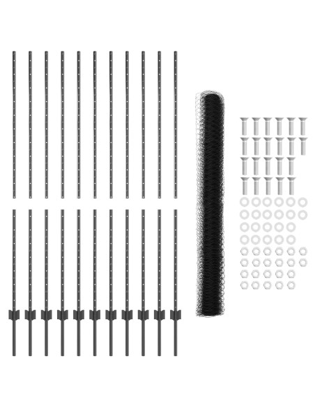 Set di Recinzione Giardino Set di 2 Grigio Acciaio Rivestito