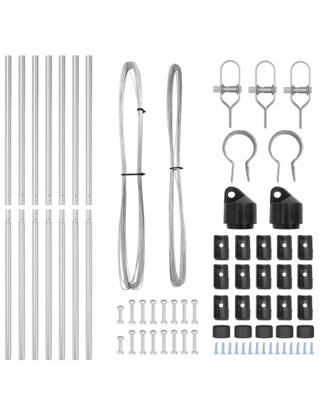 Set di pali per recinzioni  Set di 7 Argento Acciaio zincato