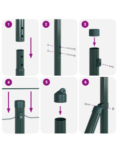 Palo della recinzione 7 pcs Verde Acciaio