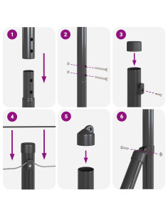 Palo della recinzione 7 pcs Grigio Acciaio