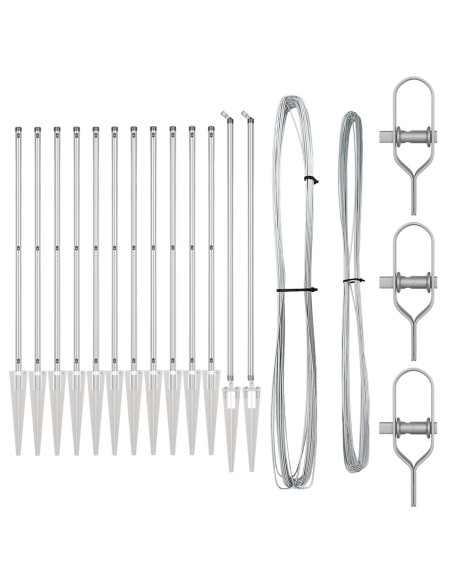 Set di picchetti per recinzione  con picchetto Set di 26 Argento