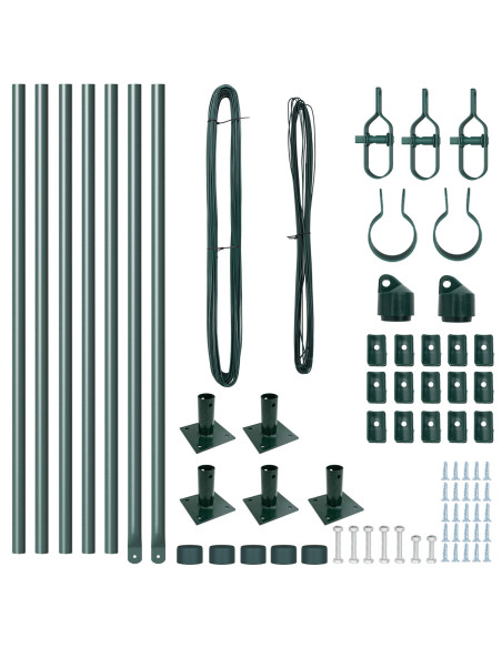 Set di Pali da Recinzione  Set di 7 Verde Cemento, Metallo