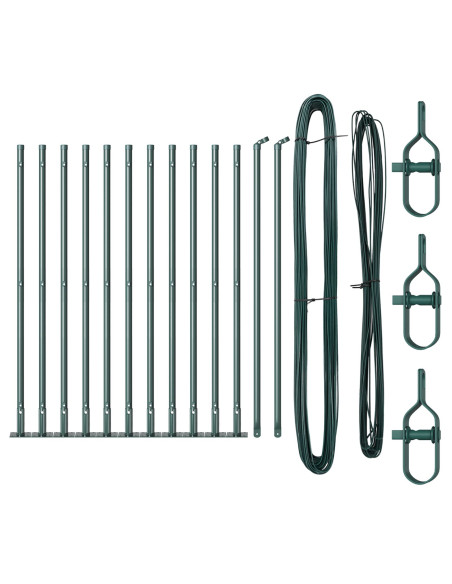 Set di pali da recinzione  13 pezzi Verde Cemento, Metallo