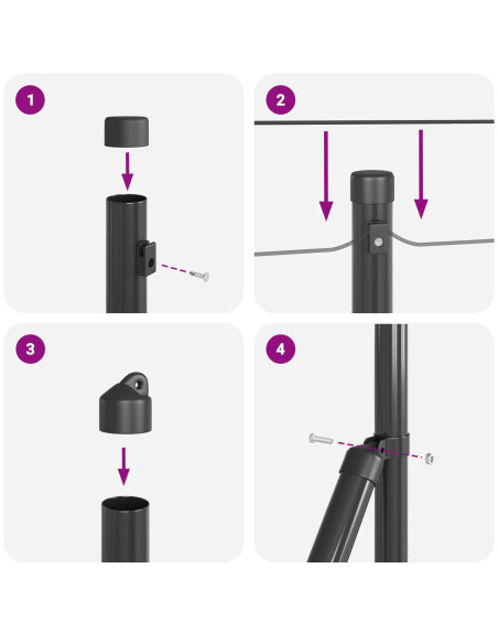 Palo della recinzione 7 pcs Grigio Acciaio