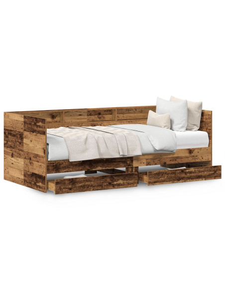 Letto a Giorno con Cassetto Legno Vecchio Legno Ingegnerizzato