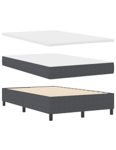 Letto a molle Grigio Scuro e Bianco 120 x 200 cm