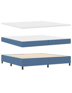 Letto a molle Blu e Bianco 200 x 200 cm Tessuto in Cords