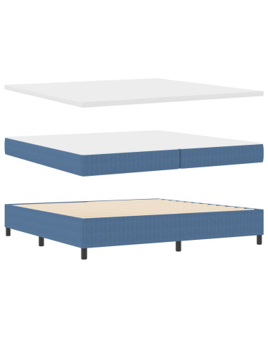 Letto a molle Blu e Bianco 200 x 200 cm Tessuto in Cords