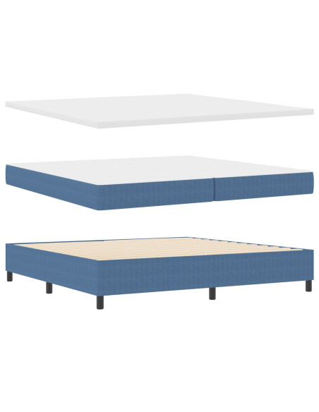 Letto con Box Spring  Blu 200x200 cm Tessuto in Corduroy