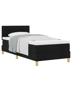 Letto a molle con materasso Nero 100 x 200 cm Tessuto