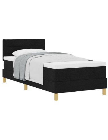 Letto a molle con materasso Nero 100 x 200 cm Tessuto