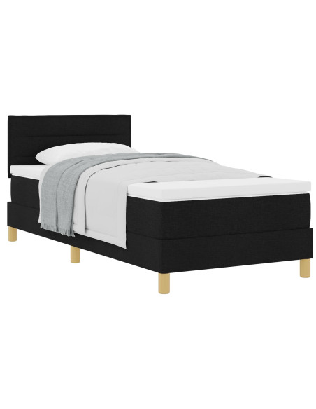 Letto con Box Spring e Materasso Nero 100x200 cm Tessuto