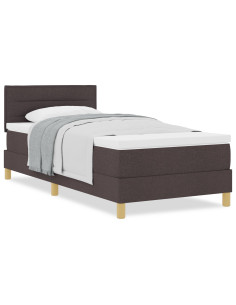 Letto a molle con materasso Marrone Scuro 100 x 200 cm Tessuto