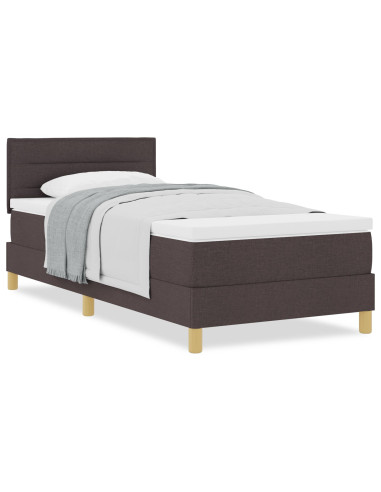 Letto a molle con materasso Marrone Scuro 100 x 200 cm Tessuto