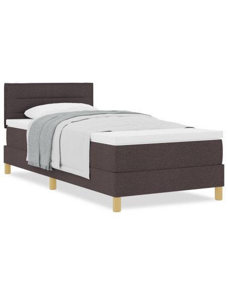 Letto con Rete e Materasso Marrone Scuro 100x200 cm Tessuto