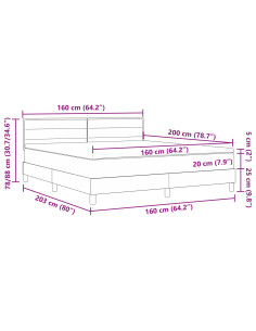 Letto a molle con materasso Grigio scuro 160 x 200 cm Tessuto