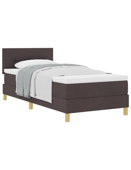 Letto con Box Spring e Materasso Marrone Scuro 90x200 cm Tessuto
