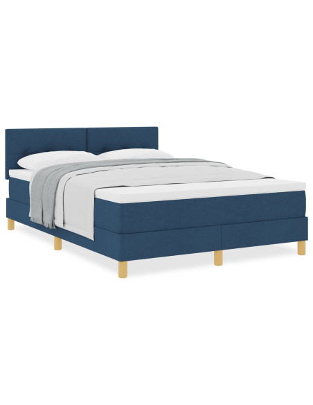 Letto Box Spring con Materasso Blu 140x190 cm Tessuto