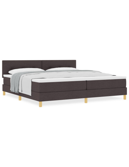 Letto Box Spring con Materasso Marrone Scuro 200x200 cm Tessuto