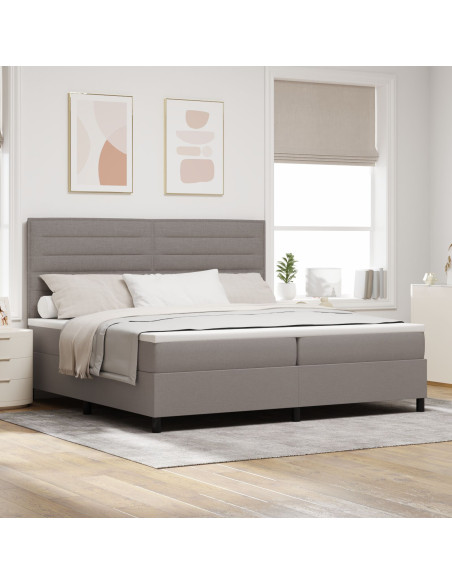 Letto con Rete a Molla Tortora e Materasso 200x200 cm Tessuto