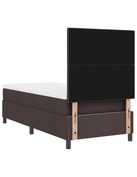 Letto con Box Spring  e Materasso Marrone Scuro 100x200 cm Tessuto