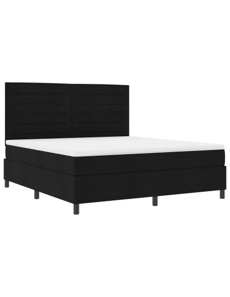 Letto a molle  con materasso e LED Nero 180x200 cm Tessuto