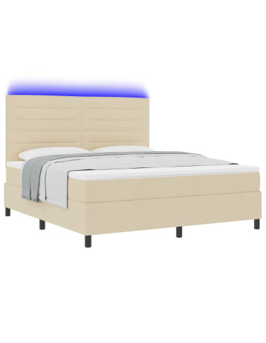 Letto a molle con materasso con led Crema 180 x 200 cm Tessuto