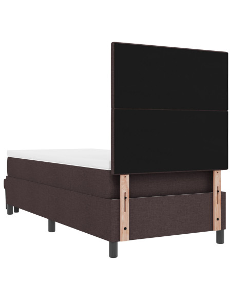 Letto Box Spring con Materasso e Panchina Marrone Scuro 100x200 cm Tessuto