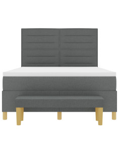 Letto a molle con materasso Grigio scuro 140 x 190 cm Tessuto