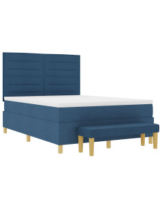 Letto a molle con materasso Blu 140 x 190 cm Tessuto