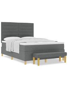 Letto a molle con materasso Grigio scuro 140 x 200 cm Tessuto