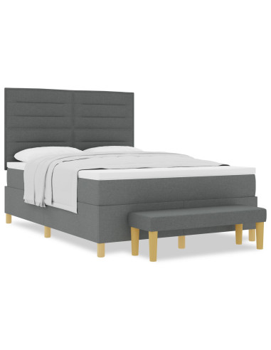 Letto a molle con materasso Grigio scuro 140 x 200 cm Tessuto