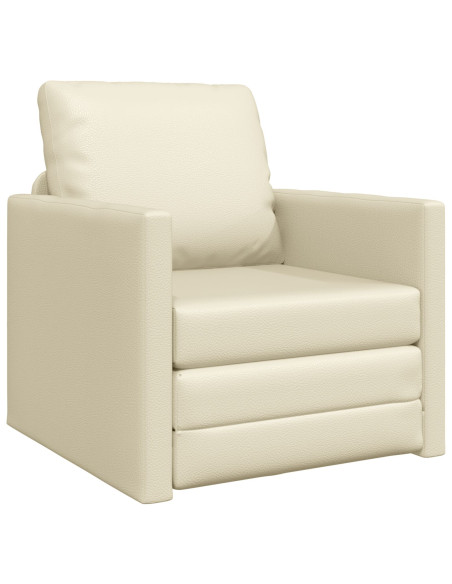 Divano Letto 2-in-1 Panna 74x77x81 cm in Pelle Sintetica