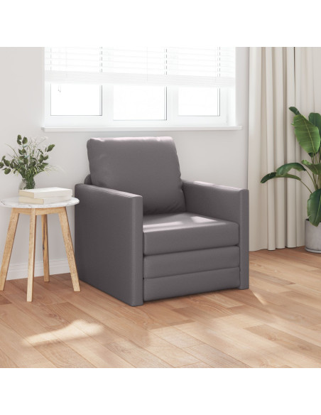 Divano Letto da Pavimento  2-in-1 Grigio 74x77x81 cm Pelle Sintetica
