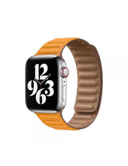 Apple 40mm California Poppy Leather Link - S/M Band Arancione Pelle