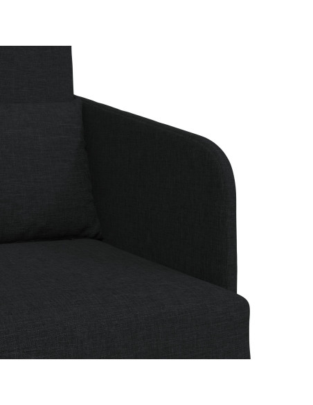 Divano  Nero Poliestere, Legno 200 x 60 x 62 cm Ergonomico