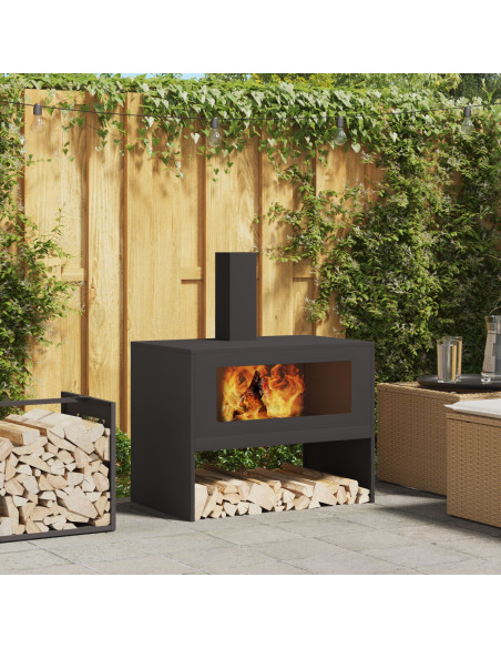 Focolare Nero 80 x 50 x 96 cm Acciaio laminato a freddo