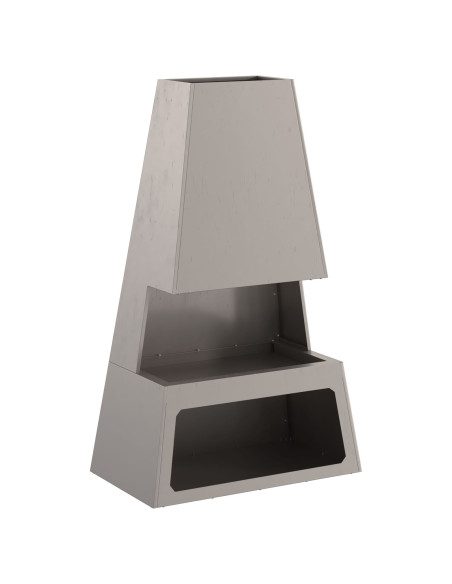 Focolare con deposito per tronchi 60x35x100 cm in acciaio resistente alle intemperie